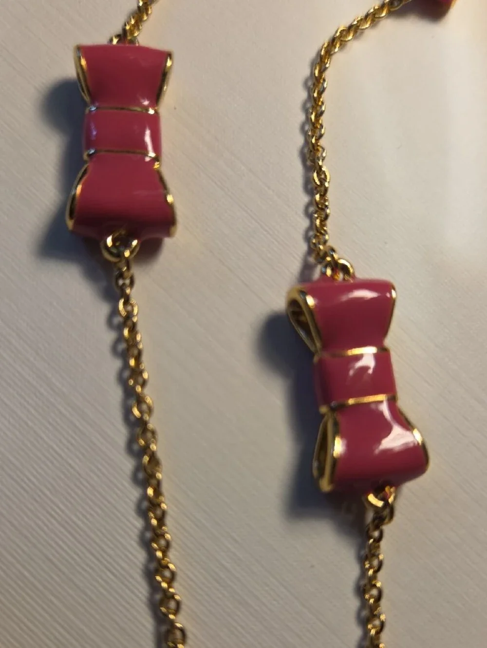 Kate Spade Set Pink Enamel Bow Necklace & Bangle Set
